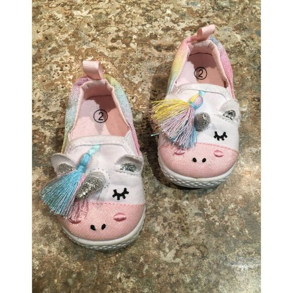 Bundle Sale 3 for $15 | Size infant 2 | Unicorn slip-on Baby Shoes - Picture 1 of 10